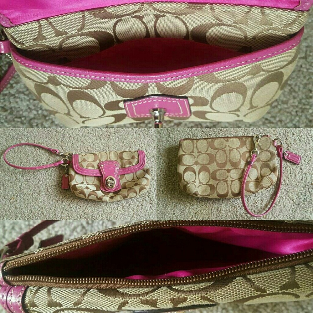 Mini Coach wristlet.